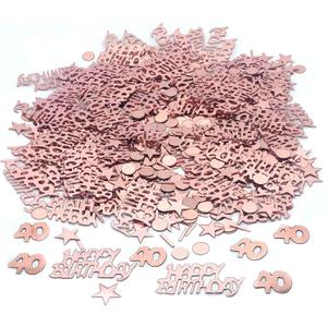 YouU Happy Birthday Party Table Confetti - Twinkle Stars Foil Metallic Sequins Confetti and Special Events Table Scatters Decorations Confetti Decorations about 700pcs（Rose gold） (40 years old)