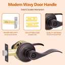 1 Pack Entrance Door Handle, Oil Rubbed Bronze Reversible Door Lever Perfect for Interior Door and Closet, Traditional Wave Style Keyed Entry Door Lock