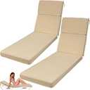 SmoothNovelty 2 Pcs Indoor Outdoor Chaise Lounge Cushions Sponge Bench Outdoor Furniture Chaise Cushions Patio Chair Furniture Replacement (Beige)