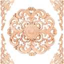 Vicenpal 5 Pcs Wood Appliques and Onlays for Furniture - 7.87 x 7.87 Inch and 6.3 x 3.15 Inch Long Wooden DIY Carved Onlay Decor for Door Cabinet Wardrobe Furniture Decoration