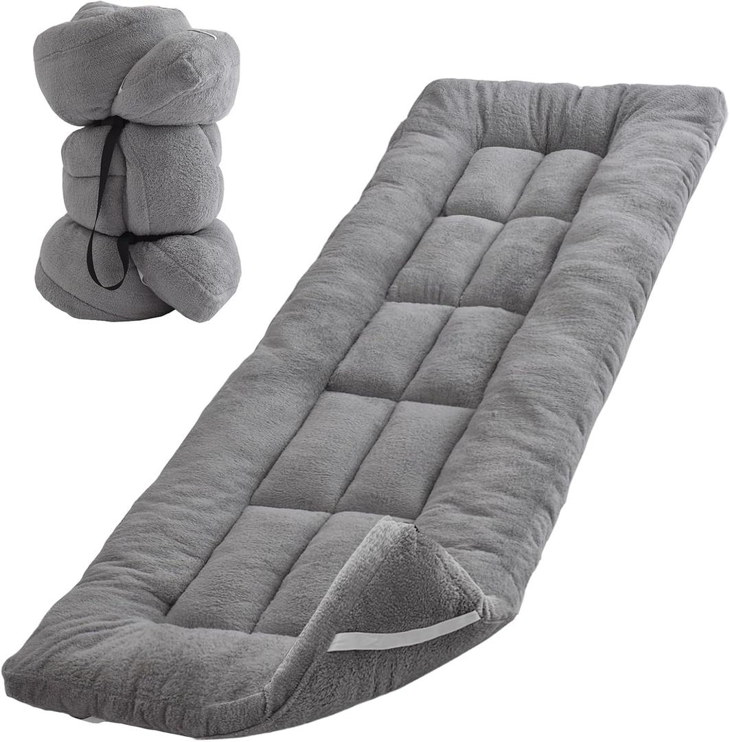 Thick Camping Sleeping Pad Soft Lamb Fluff Camping Cot Pads for Adults, Lightweight Foldable Sleeping Mat, Non Slip Camping Mattress Pad for Travel Backpacking Hiking Car Tent Home Office Nap