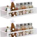 2 Pack Christmas Snowflake Magnetic Spice Rack for Refrigerator Metal Magnet Basket Shelf for Fridge Seasoning Storage Organizers Home Decor Christmas Kitchen Accessories (White)