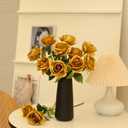 12 PCS Artificial Flowers Gold Roses Fake Silk Flower Long Stem Artificial Roses for Home Wendding Bathroom Party Decorations (Gold)