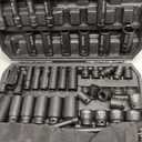 ELEAD 67 Piece 1/2" Drive Deep Impact Socket Set: Standard SAE (3/8"-1-1/4") & Metric (8-24 mm), Including 3 ", 5", 10" Extension Bar, Universal Joint, Ratchet Handle and Adapter