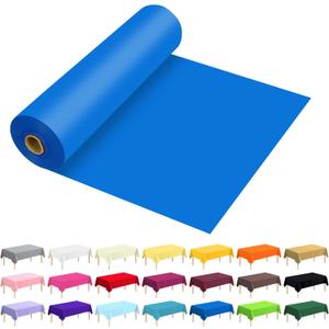 54 Inch X 100 Feet Plastic Table Cover Roll Premium Disposable Plastic Tablecloth for All Type/Shape Tables | Picnic, Party, Banquet, Birthdays, Weddings (Blue, 54 Inch X 100 Feet)
