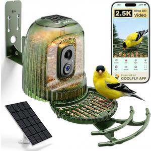 HIXX Smart Bird Feeder with 4MP Camera Auto Capture Video, AI Bird Identification, Large Capacity & Seed Guard, Solar Powered Night Light, Live Birdwatching Camera for Lovers, Family & Friends