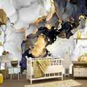 YH02 M Peel and Stick Marble Wallpaper Bedroom Bathroom Textured Wall Mural- 118"x85"69 Square Foot