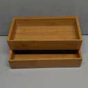 Kitchen Drawer Organizer Bins, Stackable Bamboo Drawer Organizer for Silverware, Flatware, Coffee Pod Organizer K Cup Holder for Countertop, 2 Pcs Coffee Station Organizer 12" x 6" x 2.5"