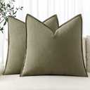 MIULEE Decorative Linen Pillow Covers 16x16 Inch Light Olive Green Boho Farmhouse Neutral Couch Throw Pillows for Bed Pack of 2 Accent Modern Pillowcase Summer Sofa Livingroom Home Decor