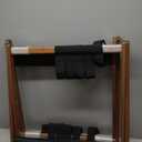 Fully Assembled Walnut Luggage Racks Set of 2, Bamboo 26.77" Luggage Rack Stand for Guest Room, 5 Nylon Straps, Foldable Suitcase Stand with Storage Shelf for Bedroom Hotel, Holds up to 165 Lbs