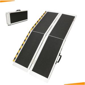 Portable Wheelchair Ramp 5FT, 60" L x 29" W Non-Skid Aluminum Foldable Handicap Ramps for Steps, 800lbs Capacity Threshold Ramps, Lightweight with Handle, for Home,Stairs,Doorways,Curbs (5FT)