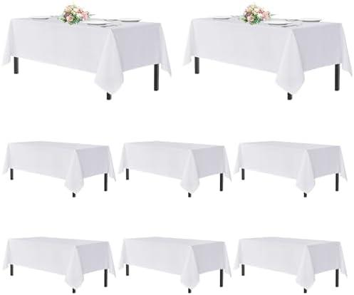 sancua White Table Cloths Rectangle, 8 Pack Tablecoths for 6 Foot Tables - Washable Polyester Fabric Table Cover for Wedding, Birthday Party, Banquet Reception, 54x108 Inch