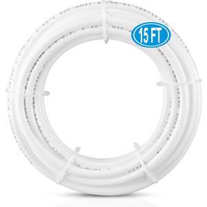 15FT 3/8 Inch O.D.RO Water Tubing,NSF Certified Water Line for RO(Reverse Osmosis) Water Purifier Filter System,BPA free Flexible Tubing(White)