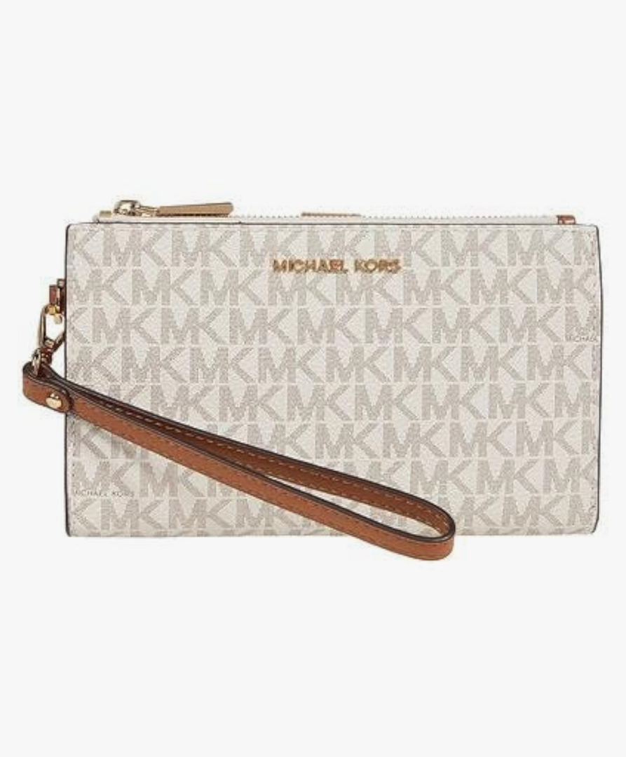 Michael Kors Women's Jet Set Travel Double Zip Wristlet (Vanilla)