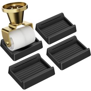 4 Pcs Bed Stoppers to Prevent Sliding - BOIVSHI 2.9"x2.3" Silicone Caster Cups - Furniture Stoppers to Prevent Sliding, Bed, Sofa, Chair - Floor Protectors and Prevents Scratches - Black