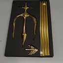 Metal Trident Spear Cosplay Costume, 3-pronged Poseidon Weapon for Adult Halloween