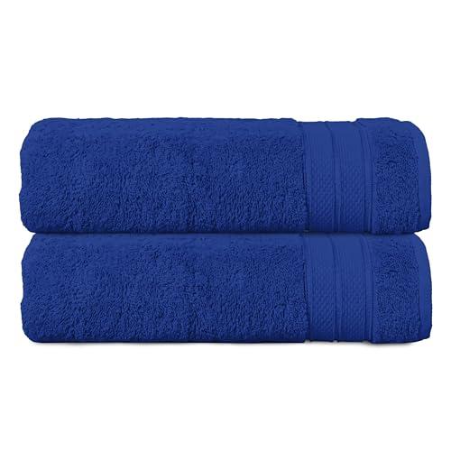 Elegant Comfort Three Line Popcorn Towel Set for Bathroom 27 x 54 inches, Premium Hotel Quality 2-Pack Bath Towels, 100% Turkish Cotton, Soft and Durable, Quick Dry and Highly Absorbent, Cobalt Blue