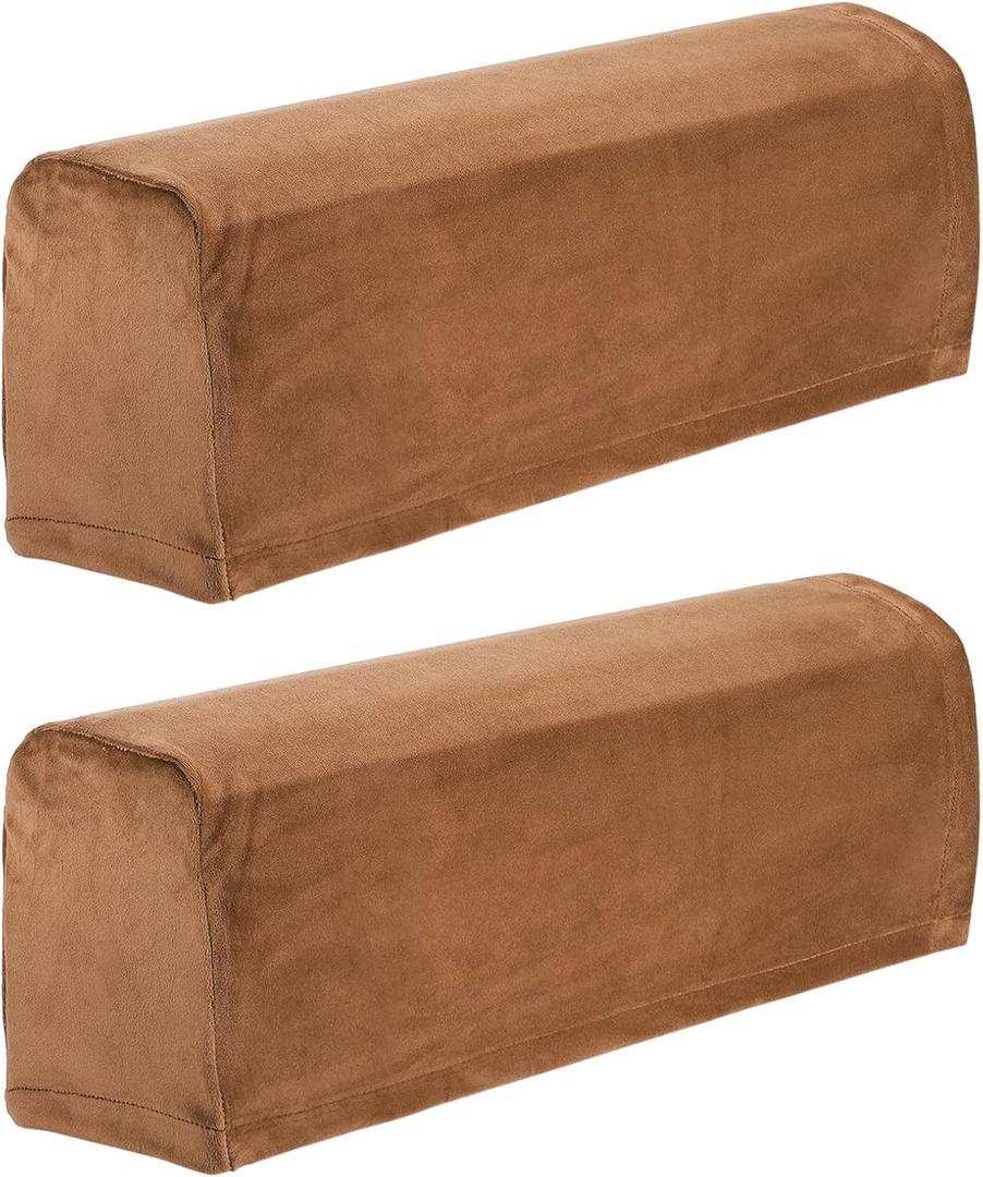 uxcell 2 Pcs Sofa Armrest Covers Stretch Couch Armrest Cover for Chairs Sofas Couch Arm, Scratch-Resistant Sofa Arm Cover, Camel