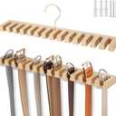 ZEDODIER Belt Hanger for Closet, Sturdy Wood Belt Rack for Men and Women, 14 Storage Capacity, Space Saving Hanging Belt Holder for Closet Organizers and Storage, Natural