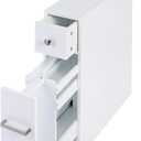Spirich Slim Bathroom Storage Cabinet, Free Standing Toilet Paper Holder, Bathroom Cabinet Slide Out Drawer Storage, White