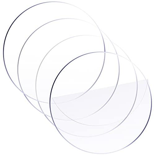 Zonon 4 Pcs 12 Inch Round Clear Acrylic Sheets, Acrylic Cake Disc 1/16" Thick Transparent Circle Disc for Table Top Protector, Cake Board, DIY Crafts, Photo Backdrop, Picture Frame, Painting