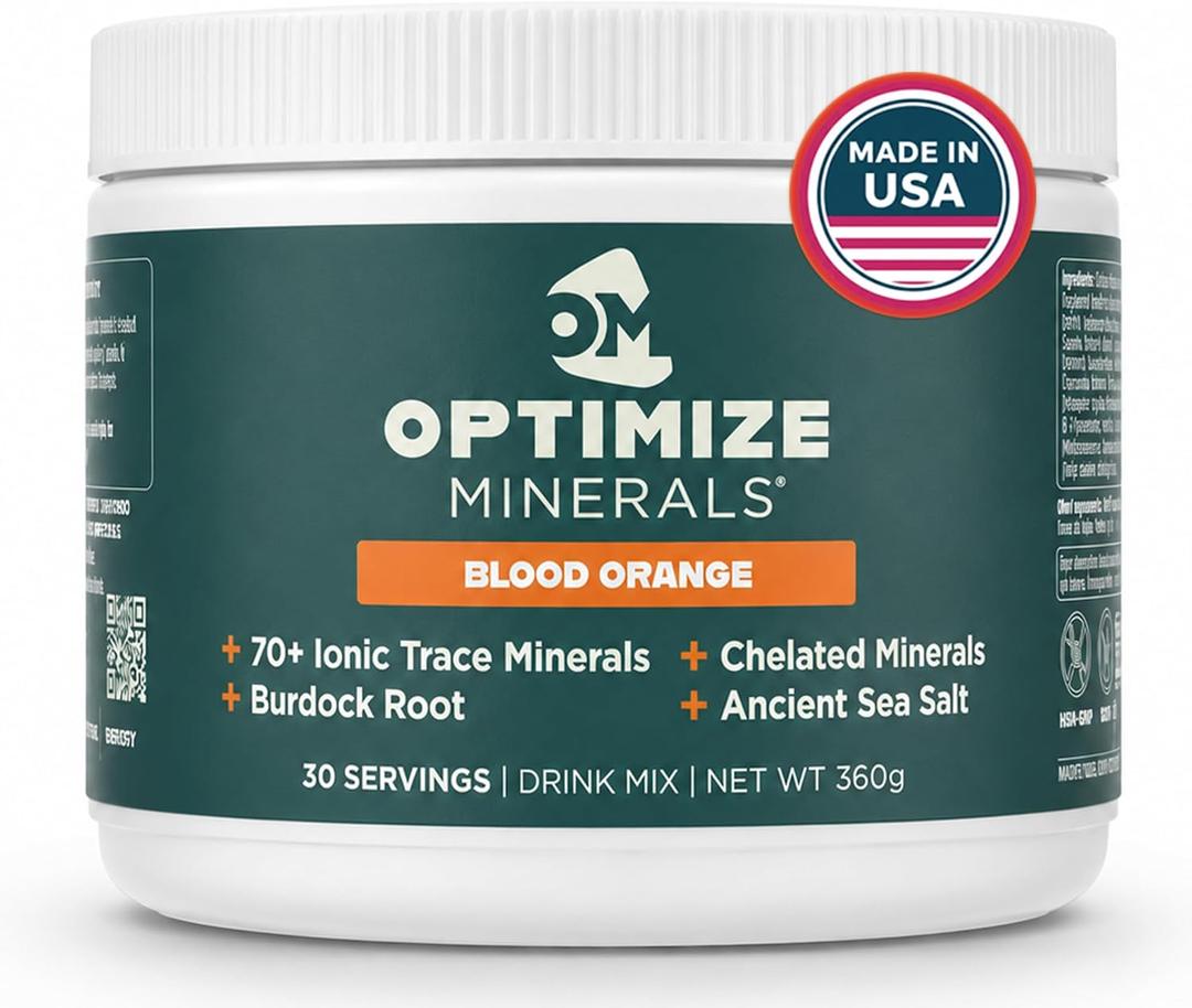 Optimize Minerals Trace Mineral Powder Supplement, Blood Orange 30 Servings BBD" 06-2028