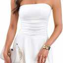 Women's Summer Sexy Tube Top Silk Mini Dress Cute Off Shoulder Ruffle Tiered Flowy Cocktail Vacation Short Sundress Small