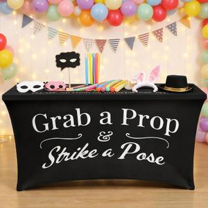 Gilprop Photo Booth Table Cloth Photo Booth Props Accessories Rectangle Tight Table Background for Indoor Outdoor Party Photography Decoration Graduation Wedding Birthday Bachelorette(Classic,4ft)