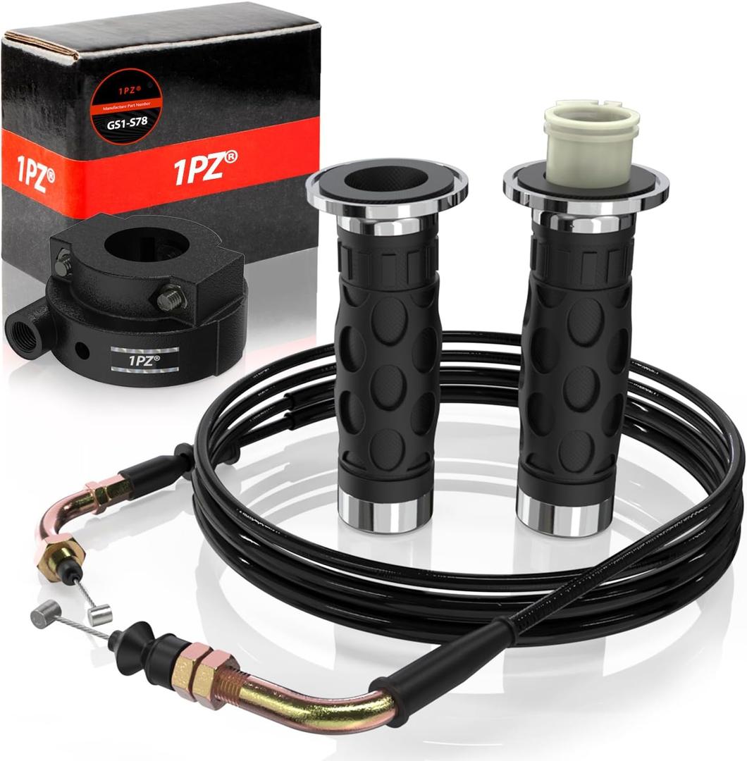 1PZ GS1-S78 7/8" Universal Throttle Twist Grip Set with Throttle Cable for 50cc 80cc 125cc 150cc GY6 4 Stroke Scooter Motorcycle Moped ATV QMB139 157QMJ Jonway Roketa Nst Taotao