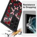 ZIYE Magnetic Case for Samsung Galaxy S22 Ultra 6.8 Inch [Compatible with MagSafe] Hard PC and Soft TPU Case with Cherry Pink Bows Anti-Scratch Shockproof Protection Phone Cover for Women