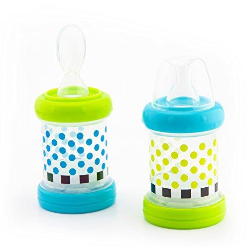 Sassy Baby Food Nurser – 4+ Months Set of 2- 4oz 100% Silicone Nipple and Spoon BPA-Free (30182)