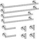 Newfun 10Pcs Polished Chrome Bathroom Hardware Set - Includes 24&18inch Towel Bar, Robe Hook, Toilet Paper Holder, 2 Pack 5 Piece Bathroom Accessories Set Stainless Steel Wall Mounted