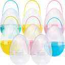 8 Pcs 10 Inch Translucent Jumbo Easter Eggs Large Plastic Giant Easter Eggs with Handle for Easter Hunt Supplies Basket Stuffers Holiday Decoration
