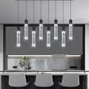 8-Lights Modern Crystal Chandeliers for Kitchen Island Pendants Lighting Fixture for Dining Room LED Ceiling Light for Hallway Foyer 6000K Black