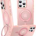 360 Magnetic Swivel Ring for iPhone 16 pro max case, Built-in Metal Stand and Ring Holder, Magsafe Compatible, Military Grade Protection, Shock and Vibration Resistant- Pink