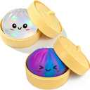 Blue and Clear Dumpling Squishies New Mystery Glitter Squishies Dumpling with Box Stress Relief Balls Sensory Toys Desk Squeeze Toys Gift(2PCS)
