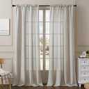 Neutral Beige Linen Curtains 96 Inches Long 2 Panel Set Flax Light Filtering Curtains for Living Room Rod Pocket Natural Linen Drapes 96 Inch Length for Bedroom Dining Room 60x96 Inch Curtain
