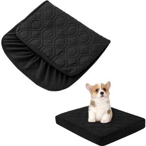 Dog Bed Covers Replacement Washable - Waterproof Dog Bed Covers Quilted, Water Absorbable Pet Puppy Bed Cover for Dog Cat, Cover Only 30Lx20Wx6H Inches Black (20X30X6")