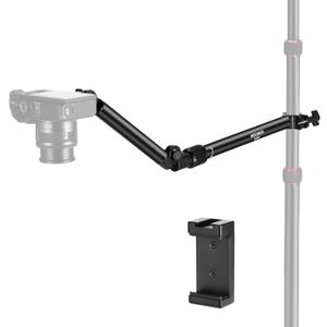 NEEWER Overhead Camera Mount Arm with Phone Clip, 22"/56cm 180&360 2 Section Flexible Holding Arm for Desk Stand, Fits 0.87"-1.1" Tube, 5.5lb/2.5kg Max Load for Camera LED Ring Light Mic, DS009