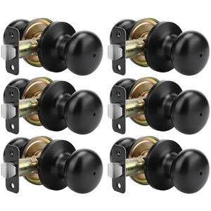 goldenwarm Black Interior Door Knobs, Matte Black Bedroom Door Knob, Door Knobs Interior Bulk, Privacy Door Knob for Bedroom or Bathroom(6 Pack)