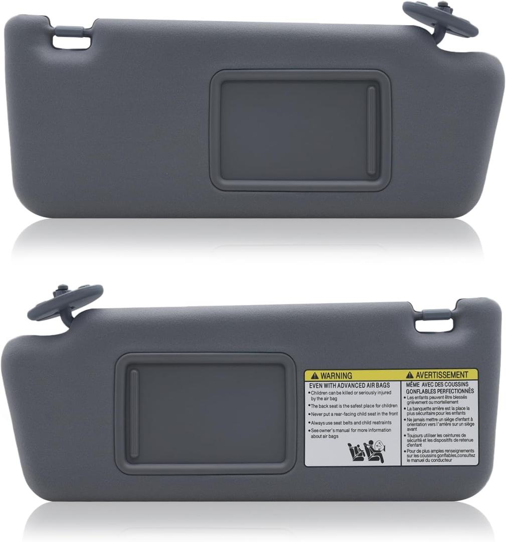 KAOLALI Left & Right Sides Sun Visors Set for 2005-2012 Toyota Tacoma Sunvisor Replacement Without Light - Replaces 74320-04181-B1, 74310-35C00-B0, Gray