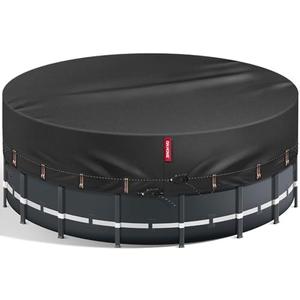 QH.HOME 800D Winter Pool Cover 12FT Round [2025 Upgraded Heavy Duty Fabric], New Super Windproof with 2 Patented Ratchet for Easy Installation, Cold and UV Resistant