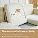 Yoovat Couch Cushion Covers for Sofa Couch Covers Wear-Resistant Universal Sofa Cover Washable Stretch for Sectional Slipcovers (Texture-Cream White,Large Double Seat Cover)
