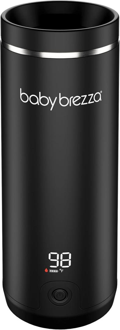 Baby Brezza Portable Warmer  3X Faster Baby Bottle Warming - Travel Breastmilk and Formula Warmer - Safe, Even Heating - Up to 9oz - No Adapters, Black