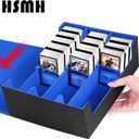 Card Storage Box For Trading Cards1800+, PU Leather Magnetic Closure Storage Box with 10PCS Divider, Card Deck Box Fit MTG, and Sport Cards (Black Purple) (Black Blue)