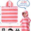 VOOVA & MOVAS Baby Towels with Hood, Oversized (2-4Years,21"X21") Made from 100% Soft Cotton,Absorbent Hooded Poncho Towel for Toddler Girls,Perfect for Pool | Swimming | Bath | Beach,Pink Bar Stripe
