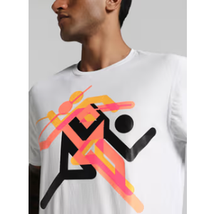 Puma White Run Faster Icons Graphic Running T-shirt, L