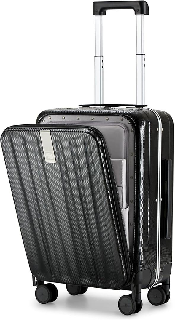 Hanke 20 Inch Carry On Luggage Hard Shell Suitcases with Wheels Luggage Suitcase Travel Luggage for Women Men Rolling Luggage Bags for Business Trip Weekender-Black