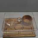 Acacia Wood Cake Stand with Lid - Rectangular Cake Holder, 2-in-1 Dessert Table Display Set & Charcuterie Board for Cheese, Chips, Fruit Platter, Large Acrylic Cake Dome Cover, No Glass