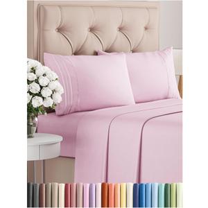 Queen Size 4 Piece Sheet Set - Comfy Breathable & Cooling Bed Sheets Set - Hotel Luxury Bedding for Women, Men, Kids, Teens, Boys & Girls - Deep Pockets, Soft and Wrinkle Free - Oeko-Tex - Light Pink